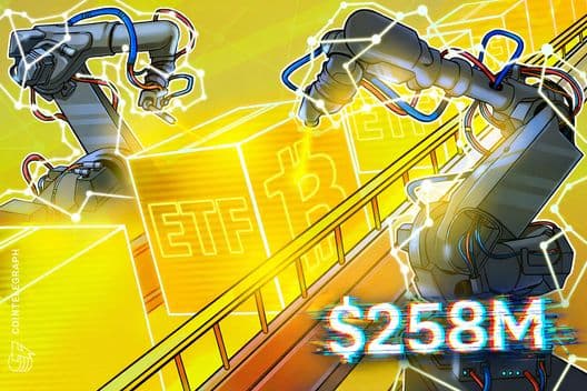 ETFs de Bitcoin registram entrada de US$ 258 milhões enquanto vendas institucionais chegam a 25.000 BTC